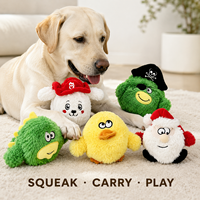 Jouet en peluche pour chien en forme de personnage de dessin animé avec balle couineuse intégrée