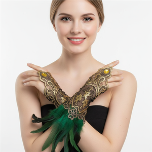 ชุดคอสเพลย์ฮาโลวีนสไตล์โกธิค SeaShell พร้อมเครื่องประดับข้อมือลูกไม้ขนนกสำหรับผู้หญิงและผู้ใหญ่ - Product Image 2