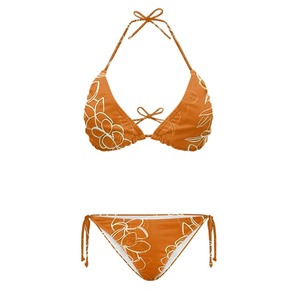 ชุดบิกินี่เอวต่ำสายเซ็กซี่แบบผูกเอวต่ำลายใบไม้และ pikake & puakenikeni - Product Image 2