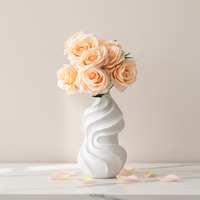 Vase à fleurs en céramique moderne abstrait ARM LVG, ornement en porcelaine, texture spirale ondulée, forme de gourde, noir et blanc mat