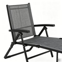 Chaise longue de patio réglable de haute qualité, design multi-positions, textile respirant durable, chaise inclinable pliable pour l'extérieur