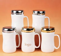 Mug en céramique personnalisé avec couvercle à vis, motif ours mignon, couleur personnalisée - Boîte cadeau pour anniversaires, remises de diplômes, fêtes de déménagement