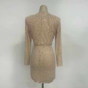 Mode dame vêtements personnalisé tissu de maille sans manches dos nu entièrement doublé plissé haute fente chapelle Train Maxi robes de soirée - Product Image 5