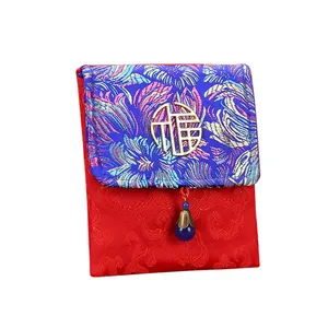 2024 Новый тканевый подарок свадебные подарочные пакеты приглашения в китайском стиле красный конверт для свадебных денег конверт упаковка