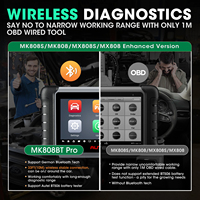 Pour MaxiCOM MK808BT PRO OBD2 Scanner Outil de diagnostic automobile Écran tactile LCD 7 pouces / Wi-Fi 4+64 Go Batterie 12V 5000 mAh