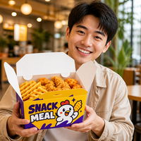 Boîte à repas personnalisée imprimée, en papier kraft de qualité alimentaire, pour poulet frit et frites, vente en gros