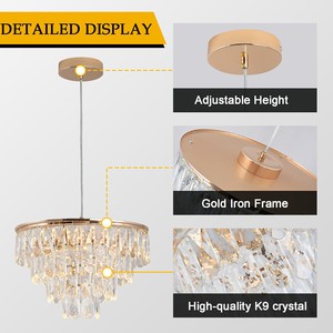 Lustre LED moderne nordique de luxe en cristal, 3 couleurs changeantes, luminaire suspendu pour hall d'hôtel, escalier - Product Image 3