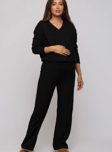 Vêtements <span class=keywords><strong>de</strong></span> détente <span class=keywords><strong>de</strong></span> maternité <span class=keywords><strong>en</strong></span> gros personnalisés, hauts à manches longues et pantalons, pyjama pour femmes enceintes, vêtements <span class=keywords><strong>de</strong></span> maison <span class=keywords><strong>en</strong></span> tricot - Product Image 2