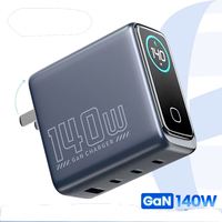 Pengisi Daya Cepat GaN 140W dengan Layar Digital Cerdas Pengisi Daya USB PD 4-Port