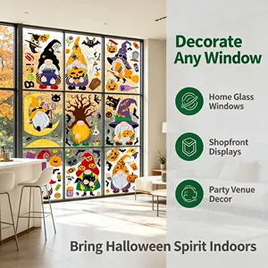 Adhesivos de Vinilo Removibles para Ventanas de Halloween, Decoración Festiva para Fiestas en Casa, Reutilizables, Forma Irregular - Product Image 4