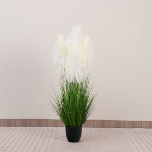 Planta Artificial <span class=keywords><strong>de</strong></span> Plástico con Hojas Verdes, Tipo Bristlegrass, en Maceta, para Decoración <span class=keywords><strong>de</strong></span> Jardín e Interiores, Decoración del Hogar, Plantas Artificiales - Product Image 3