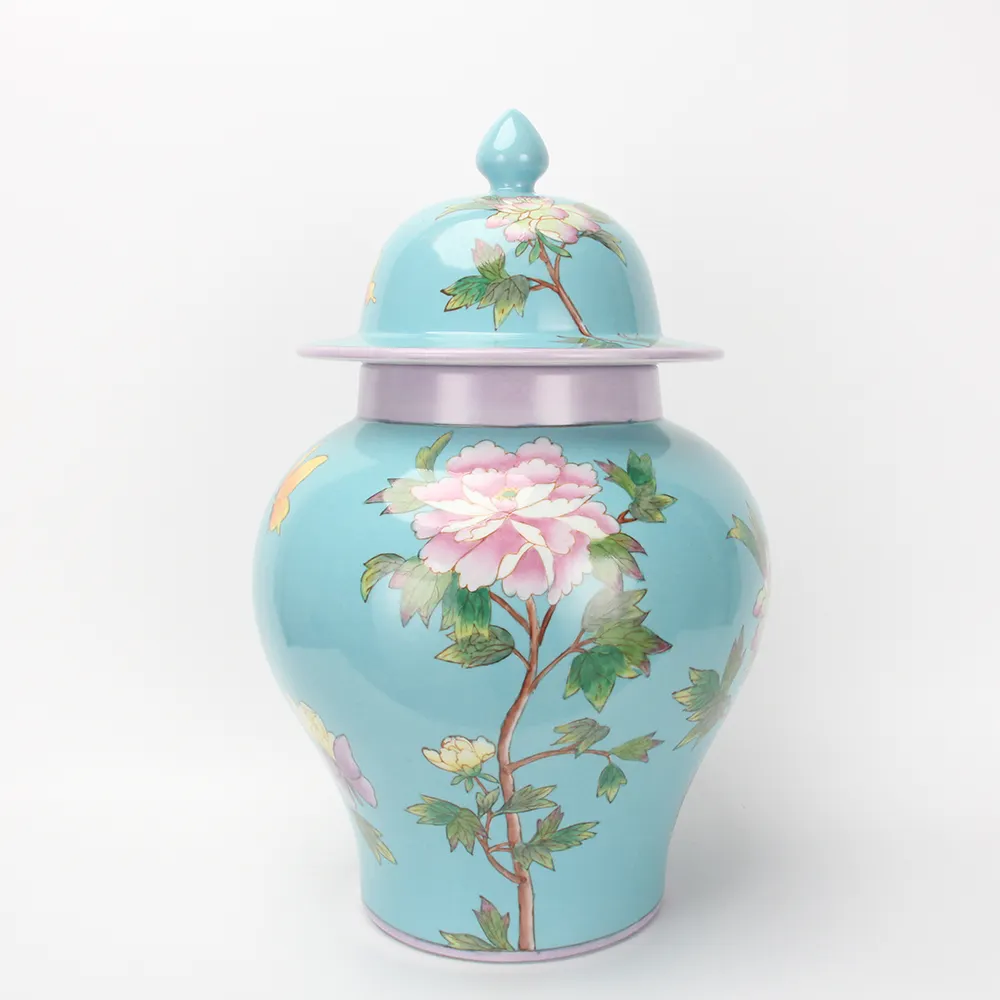 J151 Chinese hand plaiting blue flower bud vase ceramic spring hot sale jar home decor