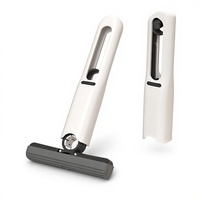 Mini serpillière portable de bureau, serpillière à éponge manuelle pliable avec essorage intégré, sans lavage à la main, pour la cuisine, la salle de bain, l'élimination des taches d'huile