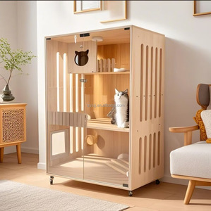 Maßgefertigte Moderne Katzen-Villa Katzenkäfig aus Spanplatte Indoor-Katzennest Luxuriöses Geschlossenes Design mit Belüftung für Alle Jahreszeiten - Product Image 2