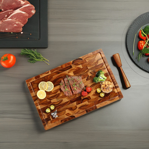 Planche à découper/à découper en bois d'acacia à grain fin personnalisé écologique bloc <span class=keywords><strong>de</strong></span> <span class=keywords><strong>boucher</strong></span> <span class=keywords><strong>de</strong></span> grande taille avec poignée <span class=keywords><strong>pour</strong></span> une utilisation en <span class=keywords><strong>cuisine</strong></span> - Product Image 3