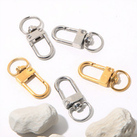 Porte-clés en acier inoxydable poli miroir plaqué or 18 carats avec mousquetons pivotants et crochets de sac pour la fabrication de bijoux et accessoires