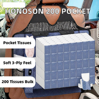 Honoson – Lot de 200 serviettes de table jetables en pâte de bois vierge, 3 plis, douces, mini-serviettes en vrac pour bureau, voiture, voyage, usage quotidien