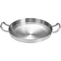 Poêle à Frire à Sec pour Fruits de Mer en Acier Inoxydable 304, Plat Plat Peu Profond, Plat de Service ; Marmite Militaire Commerciale à Double Poignée