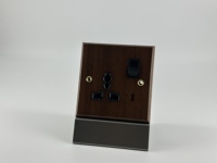 Enchufe Multifunción Retro de Madera de Nogal con Interruptor, Enchufe Eléctrico de Madera Antiguo para Uso Doméstico