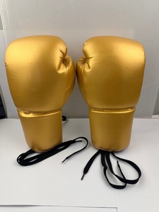Guantes de boxeo dorados de PU, guantes con cordones para todos los dedos, equipo de entrenamiento de artes marciales unisex, guantes de boxeo para adultos con cordones - Product Image 3