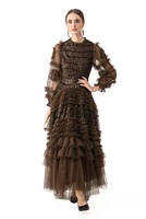 Robes de Soirée Grande Taille 2026 Automne Hiver – Robe Longue à Manches Longues pour Occasions Spéciales avec Motifs Floraux Pailletés pour Femme – Collection Festival