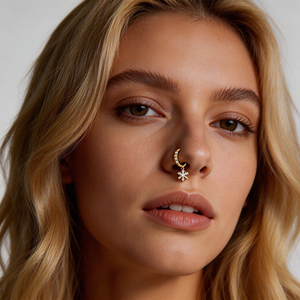 Dangle Nose Rings Hoop for Women 316L Stainless Steel Septum Nose Piercing Jewelry CZ Flower Daith Tragus Helix <strong>Lip</strong> Piercing - Product Image 3