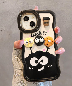 Fundas de teléfono compatibles con doble soporte 16 Pro para Apple para Huawei <span class=keywords><strong>Oppo</strong></span> para Xiaomi Vivo19 3D Coffee Coal Ball Figurita Lanyard Cover - Product Image 6