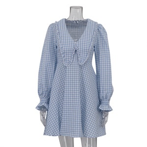 Ladies Check Dress - New Style Plaid Midi Dress