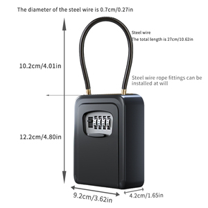ロックボックス、吊り下げ式パスワードロックケース、南京錠、スチールワイヤーロープ延長フック、4桁デジタルパスワードセーフ - Product Image 2