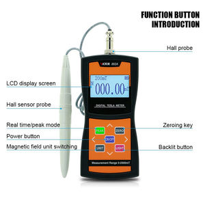 VICTOR 862A compteur tesla numérique automatique haute sensibilité 0-2500 mT 25000Gs 2 unités mT Gs instrument de mesure de champ magnétique - Product Image 3