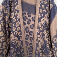 Ensemble Abaya Cardigan et Châle en Viscose Jacquard Floral Bohème, Fait Main, Long et Élégant, Idéal pour les Festivals et la Maison