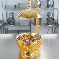 Réchaud de buffet suspendu en acier inoxydable 4,5L/6L/8L, plaqué or, avec couvercle suspendu, chauffe-plats de luxe style arabe