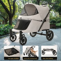 Poussette pour animaux de compagnie de grande taille à forte capacité de charge avec rampe d'accès, chariot à roulettes pour chiens pour plusieurs animaux, promenades en extérieur, courses