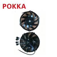 Kipas Kondensor AC Mobil Universal 12V 80W Tipe Dorong Bilah Melengkung Suku Cadang Pendingin Udara Otomotif