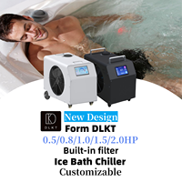Enfriador de baño de hielo 4 en 1 con Control de aplicación 1KW, 1HP, nueva pantalla LED de 7 pulgadas, recuperación WIFI, inmersión fría refrigerada por aire con bomba de filtro de ozono