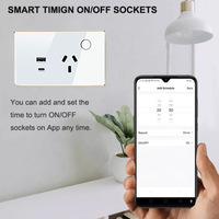 Prise murale intelligente australienne 16A avec panneau en verre, commande tactile, WIFI, Zigbee, USB/Type-C, compatible Apple HomeKit, fonction minuterie