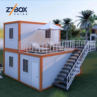 İki Katlı Çelik Çerçeveli Sandviç Panel Glamping Villa Resort Geniş Balkonlu Dış Mekan Merdivenli Prefabrik Konteyner Ev CE Sertifikalı ABD