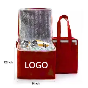 Tas pendingin terisolasi piknik supermarket belanja dapat dipakai ulang dengan logo dicetak ramah lingkungan tahan air tas pendingin bir makan siang