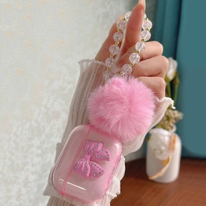 3D Bowknot <b>Glitter</b> Crystal Clear Protective Case for Airpods Pro 2 Plush <b>Ball</b> Keychain Earbuds Stylish Headphone Case - Product Image 5