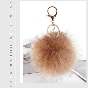 Oneway Wholesale Fashion Colorful Plush Pompon <b>Keychain</b> Faux Fur Key Chain Puff Ball <b>Keychain</b> - Product Image 2