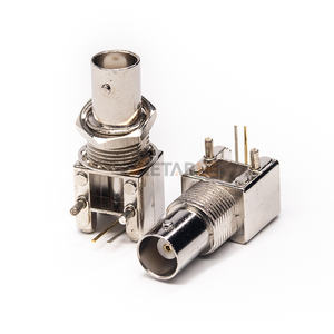 Conector <span class=keywords><strong>BNC</strong></span> de Montaje en PCB, Jack Hembra de Ángulo Recto, 50 Ohmios, 75 Ohmios, 4GHz, Pin Central Chapado en Oro, Tipo Bulkhead - Product Image 2