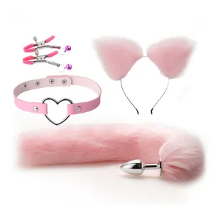 Ebay Amazon Schattige Konijnenoren Hoofdbanden Vossenstaart Metaal Anale Butt Plug Kraag Tepelklemmen Bdsm Cosplay Set Voor Koppels Vrouwen