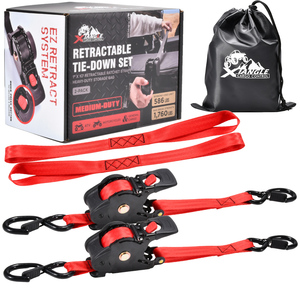 Sangles à cliquet auto-rétractables robustes 1''x10ft (lot de 2) (1760lbs) – Attaches auto-rétractables pour bateaux et jet-skis - Product Image 1