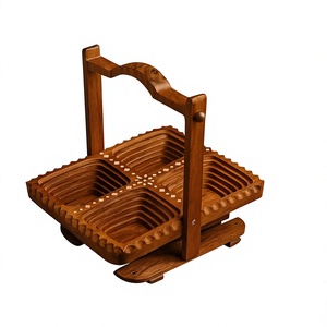 Magnifique boîte à fruits secs en bois avec grain naturel du bois, idéale pour des cadeaux haut de gamme et une décoration intérieure élégante - Product Image 1
