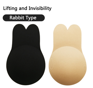 Autocollants pour mamelons en silicone noir <span class=keywords><strong>nude</strong></span> sexy, cache-seins push-up avec oreilles de lapin, pasties pour soutien-gorge, accessoires de lingerie - Product Image 6