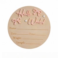 Panneau d'annonce de naissance « Hello World » pour nouveau-né, lettres 3D, nœuds et étoiles, accessoire photo pour bébé
