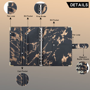 Enveloppes en cuir marbré <span class=keywords><strong>A5</strong></span> à spirale très vendues, couverture en cuir, défi d'économie d'argent, classeur budgétaire avec 100 enveloppes - Product Image 5