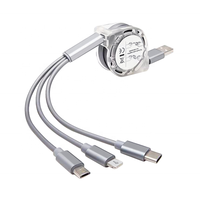 Câble de chargeur USB rétractable universel 3 en 1, personnalisable avec votre Logo, Multiple, 3 en 1, 18 pièces