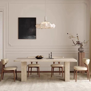 Mesa de Comedor Rectangular de Travertino Beige para 8 Personas, Estilo Wabi-Sabi Moderno, de Piedra Natural de Lujo, Personalizada por <span class=keywords><strong>Sen</strong></span> Pan - Product Image 2