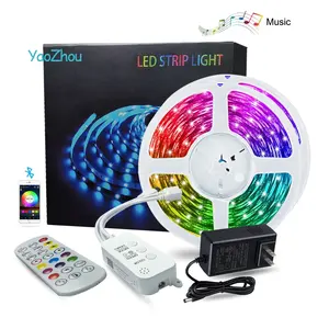 5050 5V 12V 24V RGB IP65 application bluetooth contrôle vocal 60LED ensemble de bandes synchronisation de musique 5M 10M 20M bande lumineuse LED flexible RGB intelligente